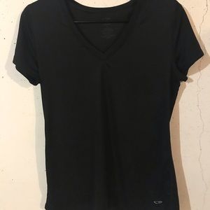 Woman’s black work out tee